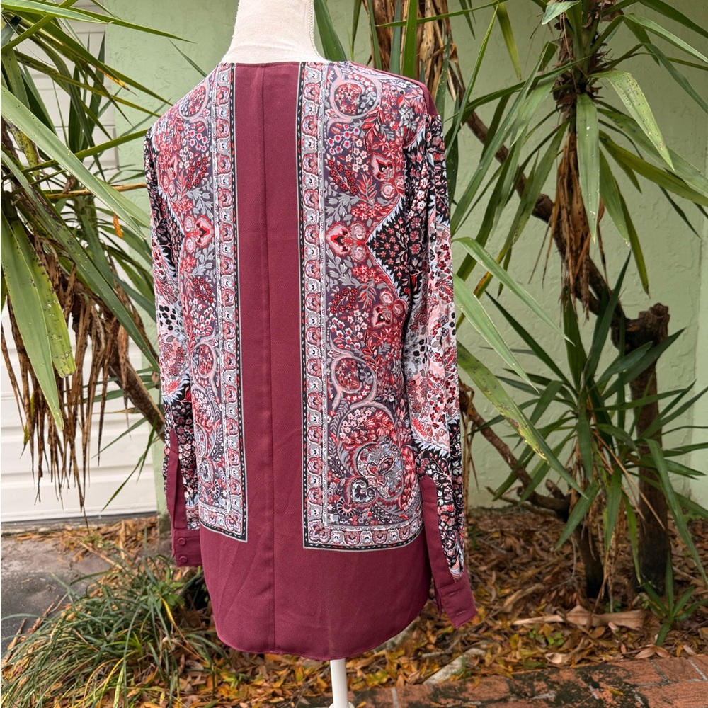 BCBG MaxAzria Burgundy Boho Blouse